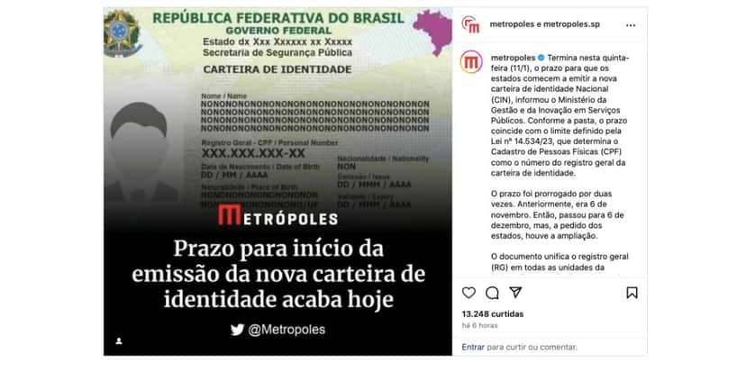 Notícia Metrópoles (Foto: Reprodução / Instagram) Notícia Metrópoles (Foto: Reprodução / Instagram)