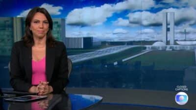 Ana Paula Araújo como folguista de Renata no Vasconcellos no JN (Foto: Reprodução / Globo) Ana Paula Araújo como folguista de Renata no Vasconcellos no JN (Foto: Reprodução / Globo)