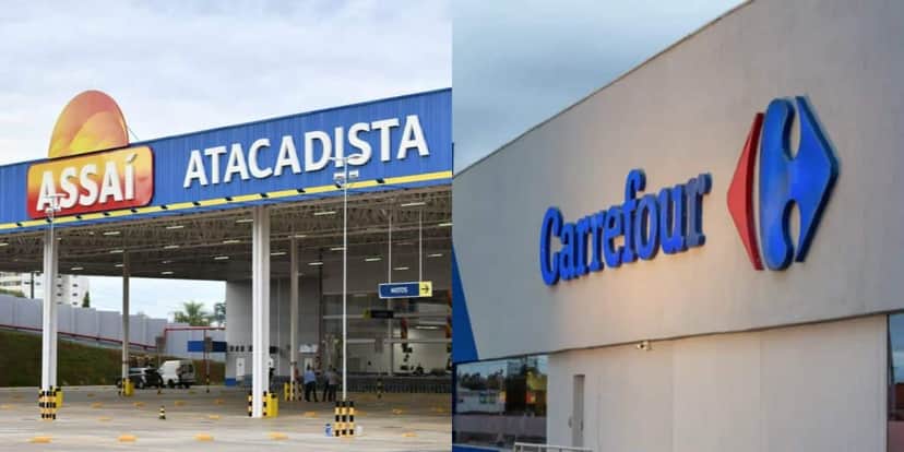 Assaí e Carrefour são dois dos principais supermercados do Brasil (Reprodução: TV Foco) Assaí e Carrefour são dois dos principais supermercados do Brasil (Reprodução: TV Foco)