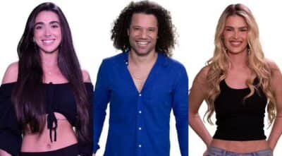 Giovanna, Maycon e Yasmin Brunet formam para a berlinda do reality (Foto: Reprodução / Globo) Giovanna, Maycon e Yasmin Brunet formam para a berlinda do reality (Foto: Reprodução / Globo)
