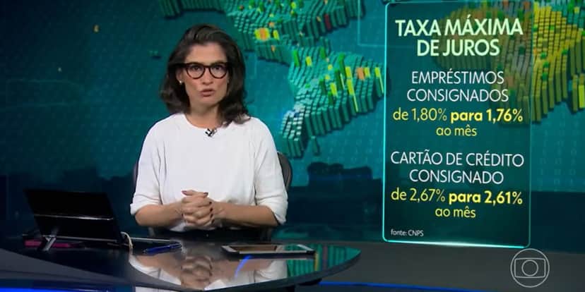 Renata Vasconcellos comenta sobre a redução da taxa de juros (Reprodução: Globo) Renata Vasconcellos comenta sobre a redução da taxa de juros (Reprodução: Globo)
