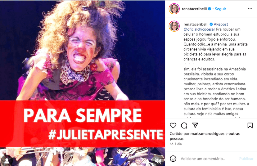 Post de luto pela morte da atriz - Foto: Internet Post de luto pela morte da atriz - Foto: Internet
