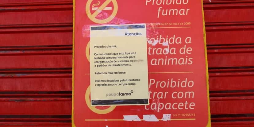 Comunicado da rede de farmácias sobre o fechamento de suas unidades (Reprodução: Internet) Comunicado da rede de farmácias sobre o fechamento de suas unidades (Reprodução: Internet)
