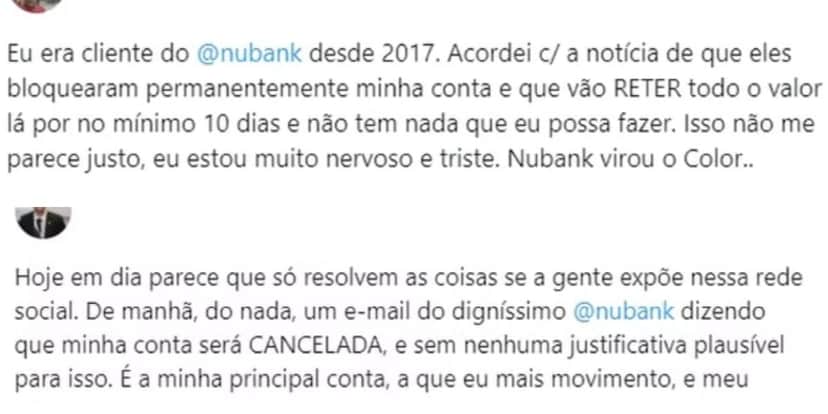 Clientes reclamam das contas bloqueadas (Reprodução: X) Clientes reclamam das contas bloqueadas (Reprodução: X)