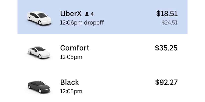 Categorias dos carros da Uber - Foto: Internet