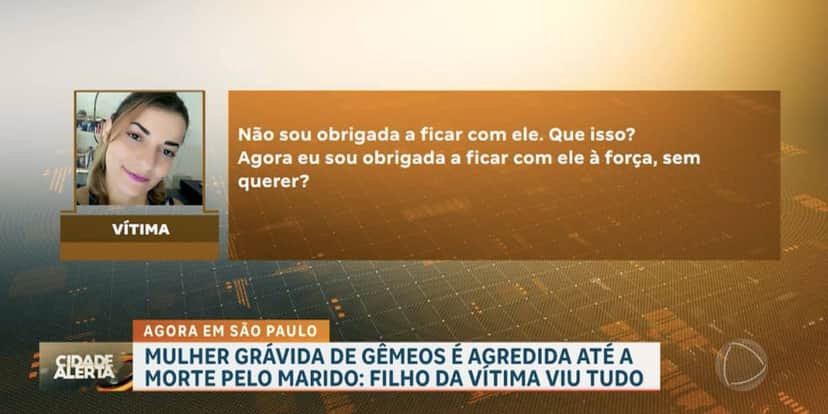 Aúdio da vítima alegando término com o assassino (Reprodução/Record) Aúdio da vítima alegando término com o assassino (Reprodução/Record)