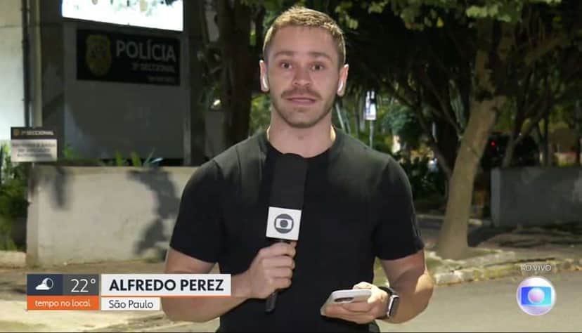 Alfredo Perez dando mais detalhes do ocorrido, no Hora 1, jornal da madrugada da Globo (Foto Reprodução/Globoplay) Alfredo Perez dando mais detalhes do ocorrido, no Hora 1, jornal da madrugada da Globo (Foto Reprodução/Globoplay)
