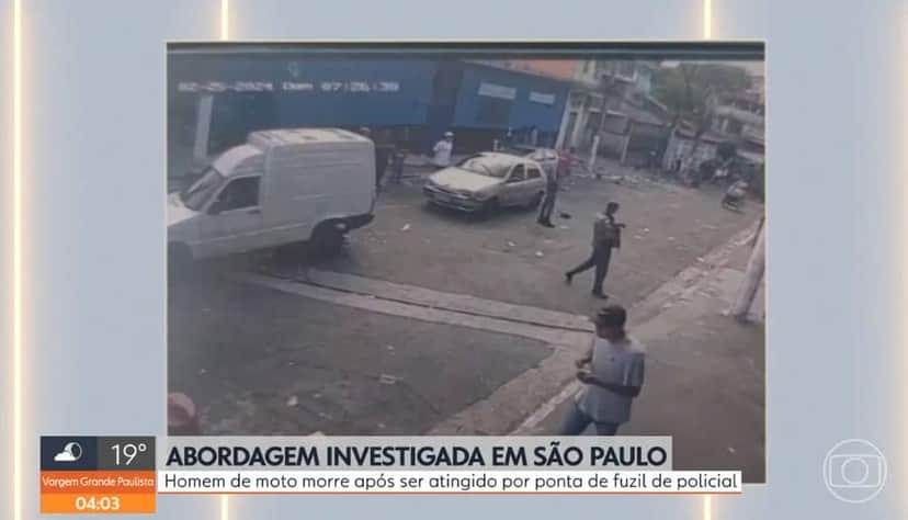 Imagens registradas do fato, exibidas no Hora 1, na Globo (Foto Reprodução/Globoplay) Imagens registradas do fato, exibidas no Hora 1, na Globo (Foto Reprodução/Globoplay)