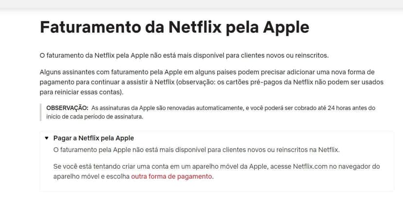 Comunicado oficial da Netflix em seu site (Foto Reprodução/Netflix) Comunicado oficial da Netflix em seu site (Foto Reprodução/Netflix)