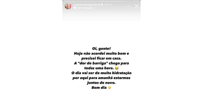 Comunicado de Ana Maria (Foto: Reprodução / Instagram) Comunicado de Ana Maria (Foto: Reprodução / Instagram)