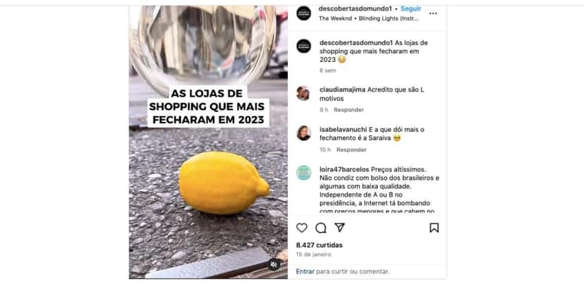 Varejistas que mais fecharam (Foto: Reprodução / Instagram) Varejistas que mais fecharam (Foto: Reprodução / Instagram)