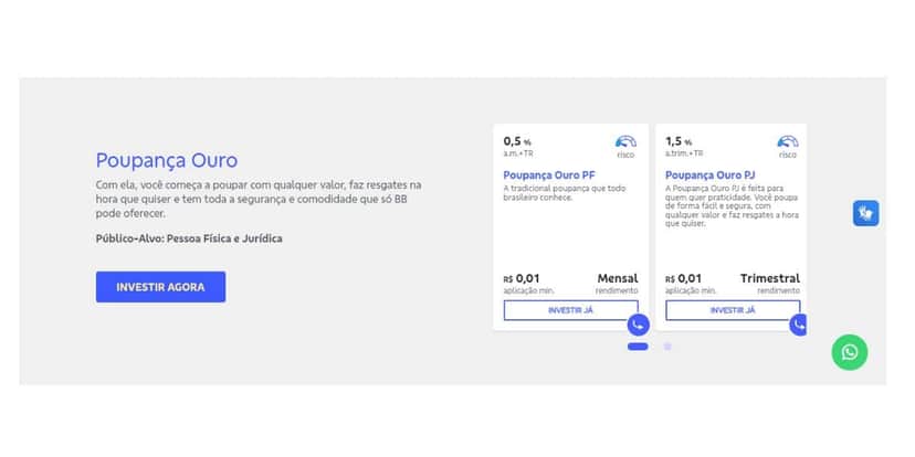 Site do Banco do Brasil mostra rendimento da conta poupança para Pessoa Física e Pessoa Jurídica. (Foto: Reprodução / Internet) Site do Banco do Brasil mostra rendimento da conta poupança para Pessoa Física e Pessoa Jurídica. (Foto: Reprodução / Internet)