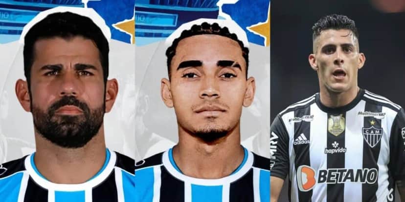 Diego Costa, Du Queiroz e Pavón são os novos reforços do Grêmio - (Foto: Reprodução / Internet) Diego Costa, Du Queiroz e Pavón são os novos reforços do Grêmio - (Foto: Reprodução / Internet)