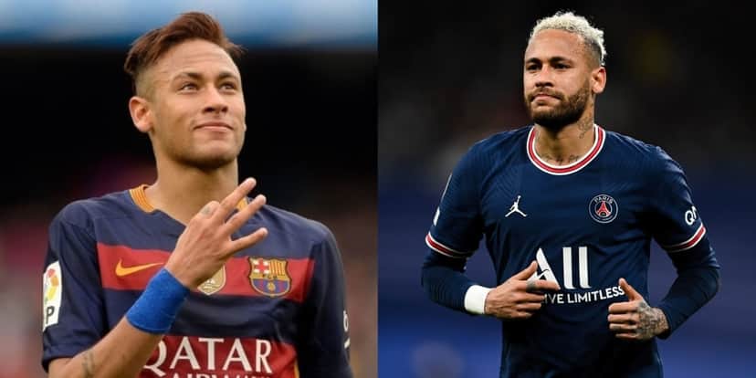 Neymar com a camisa do Barcelona e do PSG - (Foto: Reprodução / Internet) Neymar com a camisa do Barcelona e do PSG - (Foto: Reprodução / Internet)