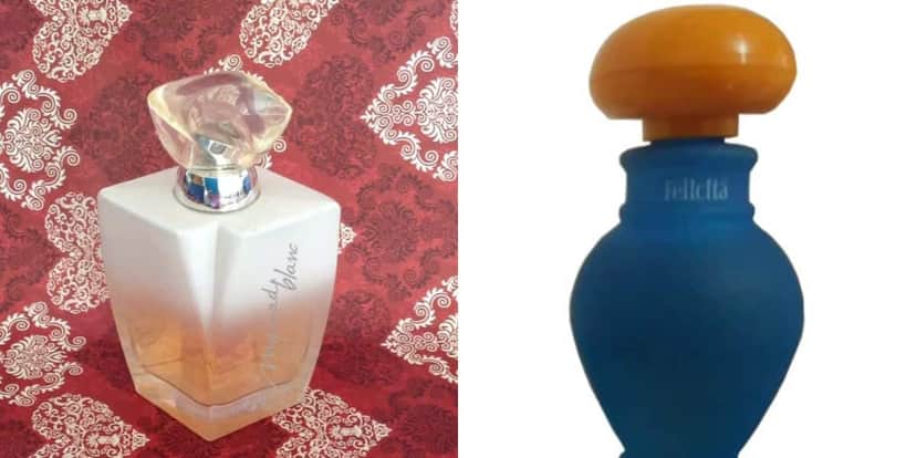 Myriad Blanc e Felicitá foram dois perfumes que deixaram de existir (Reprodução: Montagem TV Foco) Myriad Blanc e Felicitá foram dois perfumes que deixaram de existir (Reprodução: Montagem TV Foco)