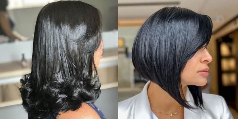 Degradê nas pontas e Chanel de bico com franja alongada (Reprodução/Pinterest) Degradê nas pontas e Chanel de bico com franja alongada (Reprodução/Pinterest)