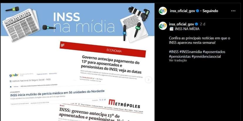 INSS posta em redes sociais oficiais as principais notícias envolvendo a autarquia que circularam nas mídias (Foto Reprodução/Instagram) INSS posta em redes sociais oficiais as principais notícias envolvendo a autarquia que circularam nas mídias (Foto Reprodução/Instagram)