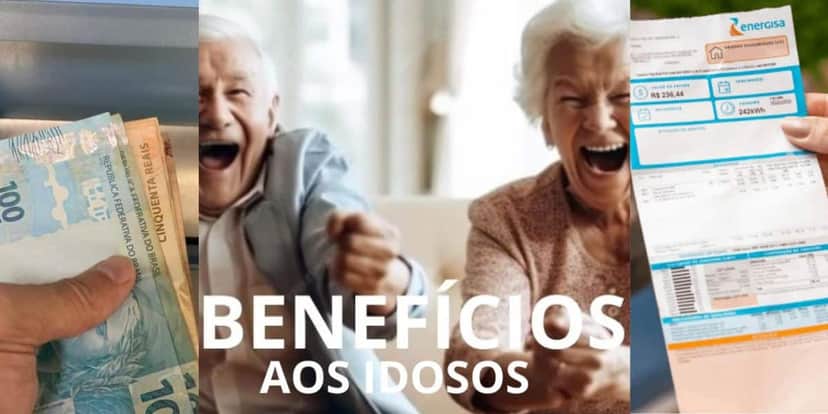 Dinheiro / Idosos / Conta de luz - Montagem TVFOCO