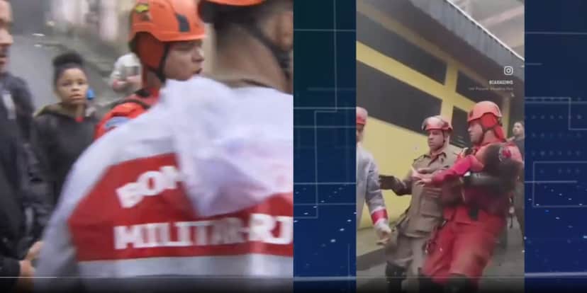Criança de 4 anos foi resgatada após 15 horas sob os escombros - Foto: JN/Globo Criança de 4 anos foi resgatada após 15 horas sob os escombros - Foto: JN/Globo