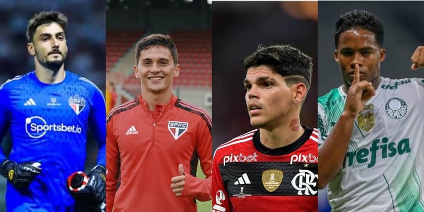 Rafael, Pablo Maia, Ayrton Lucas e Endrick são jogadores convocados para a Seleção Brasileira - (Foto: Reprodução / Internet) Rafael, Pablo Maia, Ayrton Lucas e Endrick são jogadores convocados para a Seleção Brasileira - (Foto: Reprodução / Internet)