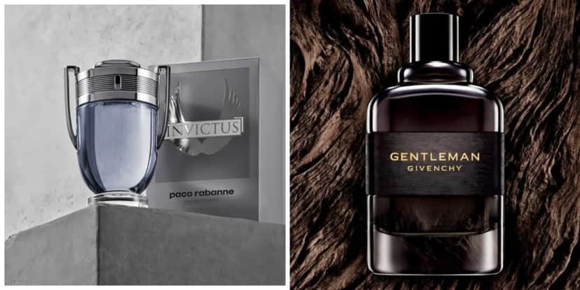 Modelos dos perfumes Invictus e Givenchy Gentleman - Foto: Montagem Modelos dos perfumes Invictus e Givenchy Gentleman - Foto: Montagem