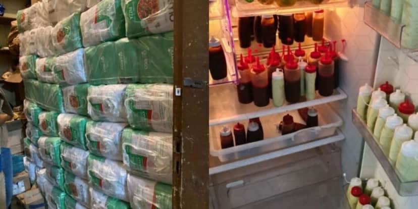 A pizzaria não guardava os alimentos em local adequado (Reprodução: Montagem TV Foco) A pizzaria não guardava os alimentos em local adequado (Reprodução: Montagem TV Foco)