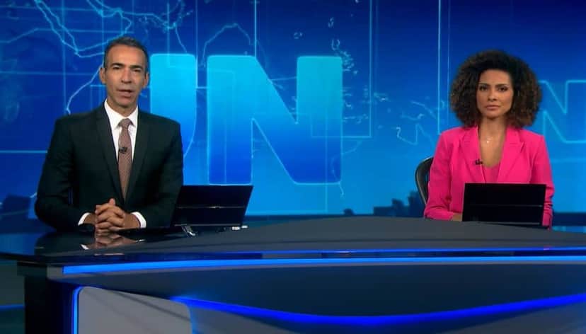 César Tralli e Aline Aguiar comandaram o Jornal Nacional (Foto: Reprodução/ Globo) César Tralli e Aline Aguiar comandaram o Jornal Nacional (Foto: Reprodução/ Globo)