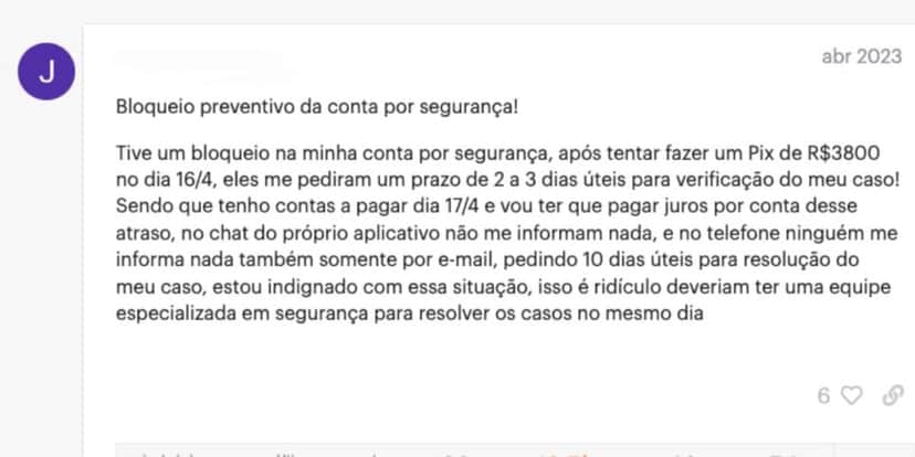 Cliente insatisfeito com o banco (Reprodução/NuCommunity) Cliente insatisfeito com o banco (Reprodução/NuCommunity)