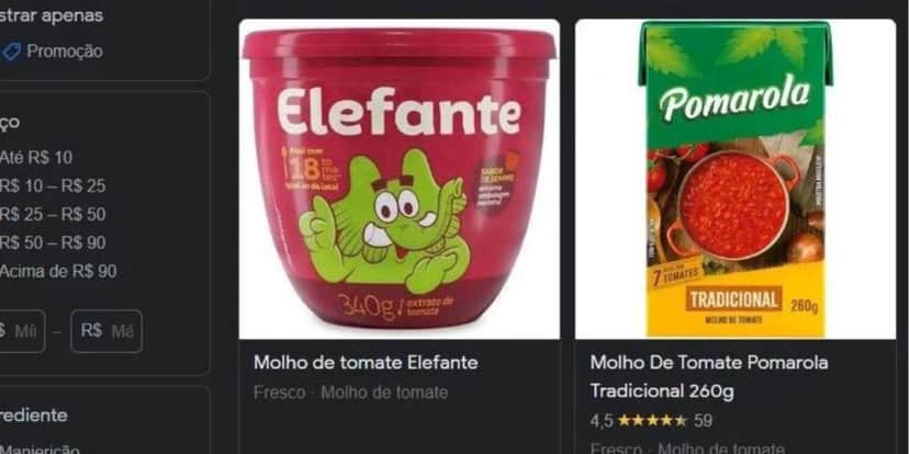 Elefante e Pomarola voltaram a ser comercializadas normalmente no mercado (Foto Reprodução/Google Shopping) Elefante e Pomarola voltaram a ser comercializadas normalmente no mercado (Foto Reprodução/Google Shopping)