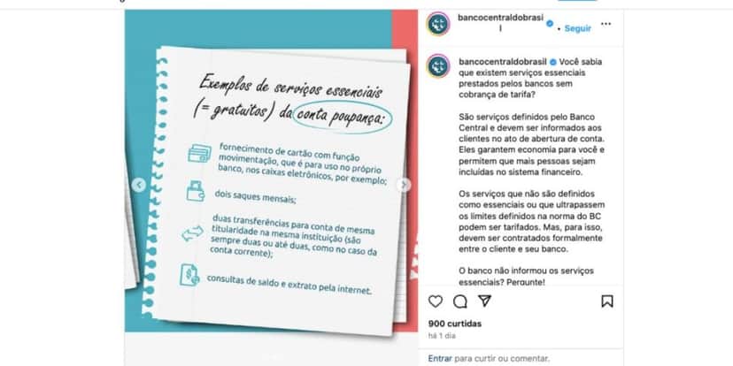Comunicado-Banco-Central conta corrente (Foto: Reprodução / Instagram) Comunicado-Banco-Central conta corrente (Foto: Reprodução / Instagram)