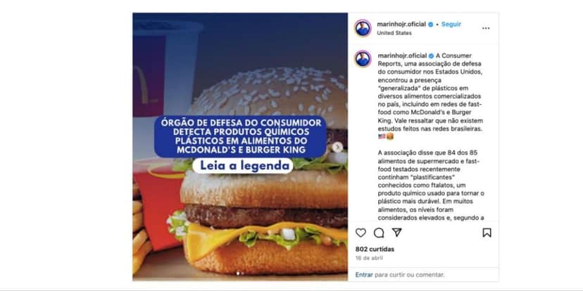 Comunicado sobre alimentos (Foto: Reprodução / Instagram) Comunicado sobre alimentos (Foto: Reprodução / Instagram)