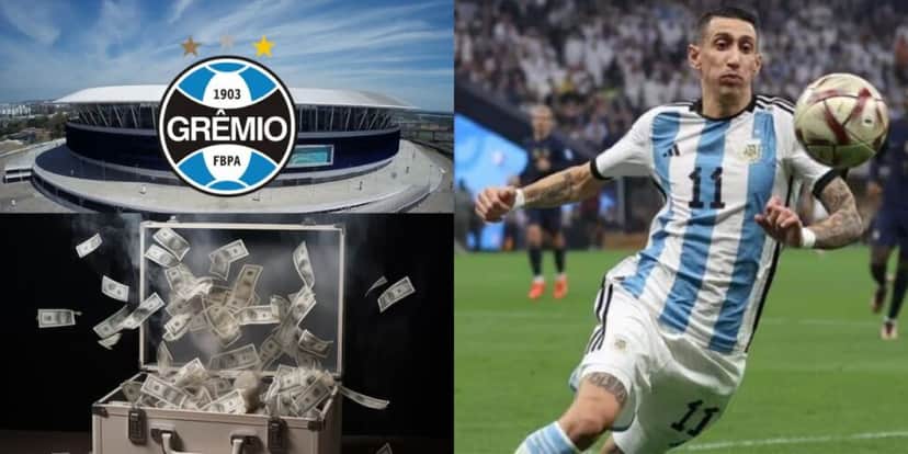 Chegada de Di Maria chega voando no Grêmio - Montagem tv Foco