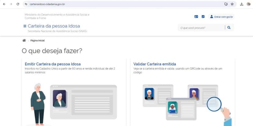 Site oficial para solicitar o cartão (Reprodução: Gov.br) Site oficial para solicitar o cartão (Reprodução: Gov.br)