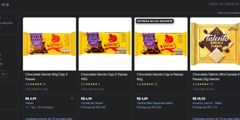 Chocolates Garoto continuam sendo vendidos normalmente no mercado (Foto Reprodução/Google Shopping) Chocolates Garoto continuam sendo vendidos normalmente no mercado (Foto Reprodução/Google Shopping)