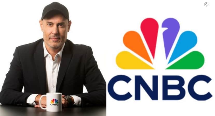 Douglas Tavolaro (à esq.) e, à direita, a logo da CNBC (Foto: Reprodução / Poder 360) Douglas Tavolaro (à esq.) e, à direita, a logo da CNBC (Foto: Reprodução / Poder 360)