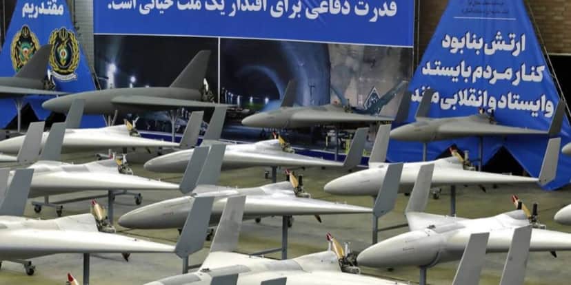 Drones de fabricação iraniana - Foto: Exército do Irã via AFP Drones de fabricação iraniana - Foto: Exército do Irã via AFP
