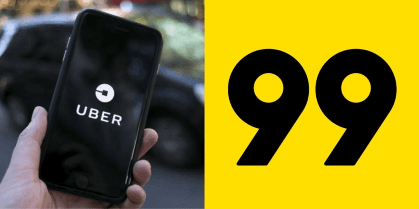 Celular com logo da Uber e 99 - foto: TV Foco Celular com logo da Uber e 99 - foto: TV Foco