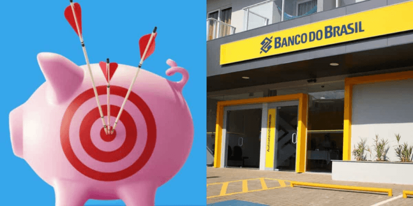 Porquinho e fachada do Banco do Brasil - foto: TV Foco Porquinho e fachada do Banco do Brasil - foto: TV Foco