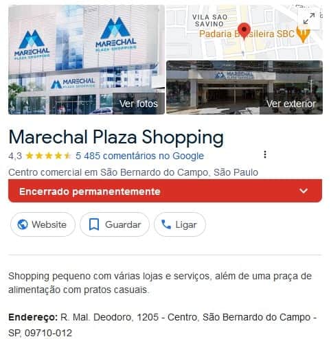Marechal Plaza Shopping foi fechado em janeiro de 2024 (Foto: Reprodução / Google Maps) Marechal Plaza Shopping foi fechado em janeiro de 2024 (Foto: Reprodução / Google Maps)