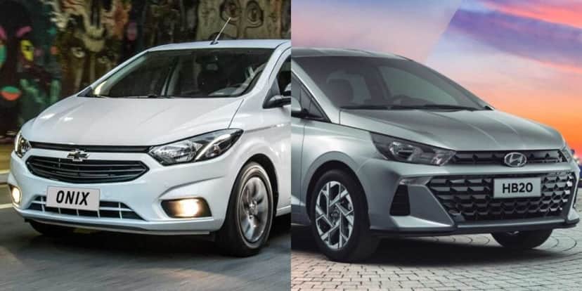 Onix e HB20 são dois dos modelos mais populares do Brasil (Reprodução: Montagem TV Foco) Onix e HB20 são dois dos modelos mais populares do Brasil (Reprodução: Montagem TV Foco)