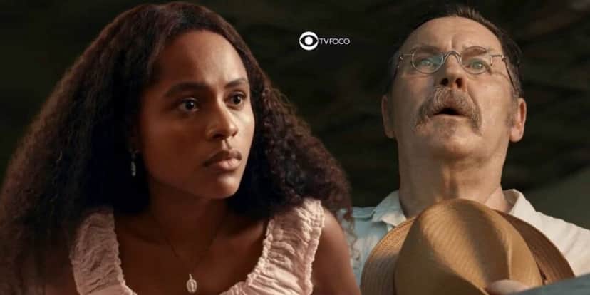 Santinha e Belarmino em Renascer (Foto: Reprodução / Globo / Montagem TV Foco) Santinha e Belarmino em Renascer (Foto: Reprodução / Globo / Montagem TV Foco)