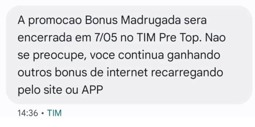 Mensagem da operadora sobre o fim do serviço (Reprodução: SMS) Mensagem da operadora sobre o fim do serviço (Reprodução: SMS)