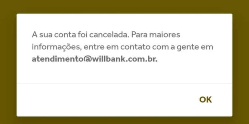 Mensagem sobre o cancelamento da conta (Reprodução: Internet) Mensagem sobre o cancelamento da conta (Reprodução: Internet)