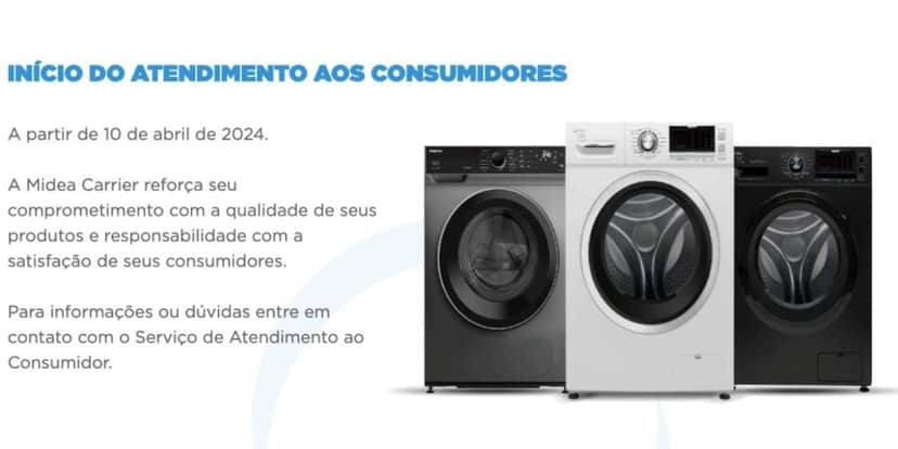 Comunicado sobre o recolhimento (Reprodução/Midea) Comunicado sobre o recolhimento (Reprodução/Midea)
