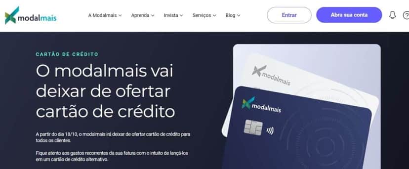 Comunicado da Modalmais sobre o fim do cartão de crédito (Foto: Reprodução/Modalmais) Comunicado da Modalmais sobre o fim do cartão de crédito (Foto: Reprodução/Modalmais)