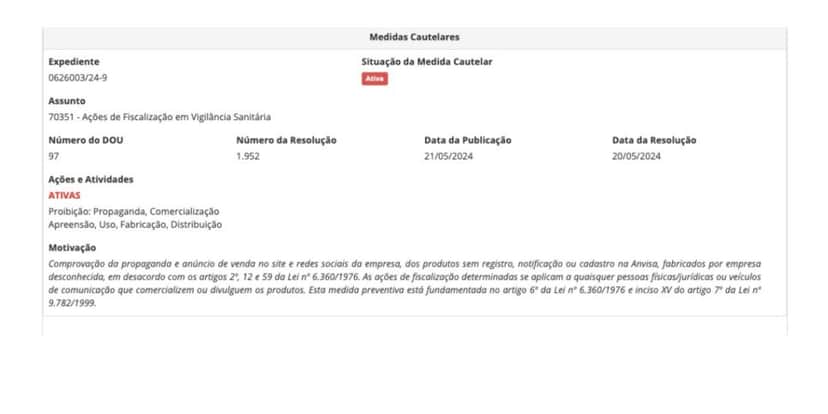 Comunicado Anvisa sobre remédios (Foto: Reprodução / Site oficial) Comunicado Anvisa sobre remédios (Foto: Reprodução / Site oficial)