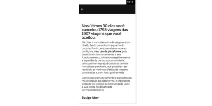Comunicado Uber (Foto: Reprodução Advoga RJ) Comunicado Uber (Foto: Reprodução Advoga RJ)