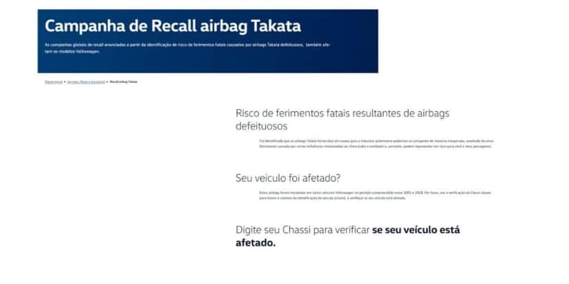Comunicado Volkswagen (Foto: Reprodução / site oficial) Comunicado Volkswagen (Foto: Reprodução / site oficial)