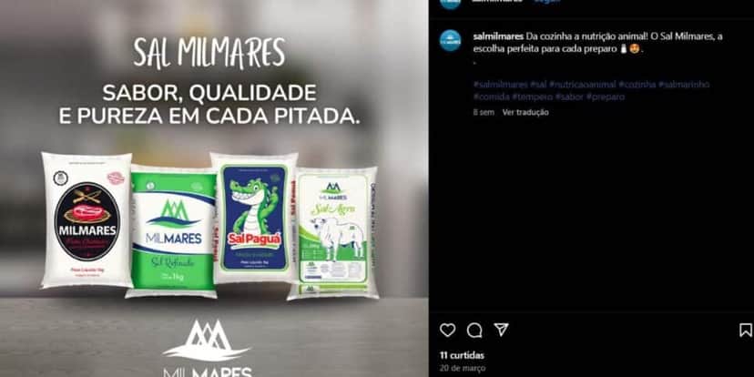 Publicação da marca Milmares, através das redes sociais, com o seu portfólio das linhas de sal (Foto Reprodução/Instagram) Publicação da marca Milmares, através das redes sociais, com o seu portfólio das linhas de sal (Foto Reprodução/Instagram)