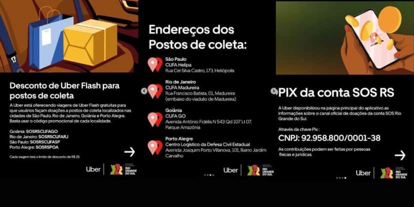 Medidas da Uber para ajudar a população do Rio Grande do Sul (Foto Reprodução/Montagem/Lennita/Instagram) Medidas da Uber para ajudar a população do Rio Grande do Sul (Foto Reprodução/Montagem/Lennita/Instagram)